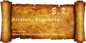 Birkholz Klaudetta névjegykártya